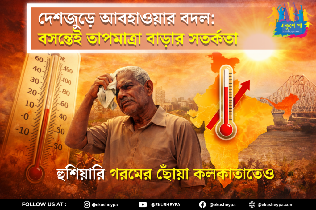 দেশজুড়ে আবহাওয়ার বদল: বসন্তেই তাপমাত্রা বাড়ার সতর্কতা, গরমের ছোঁয়া কলকাতাতেও