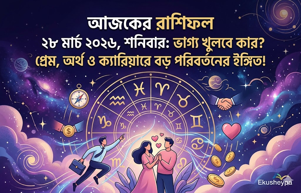 আজকের রাশিফল ২৮ মার্চ ২০২৬, শনিবার: ভাগ্য খুলবে কার? প্রেম, অর্থ ও ক্যারিয়ারে বড় পরিবর্তনের ইঙ্গিত!