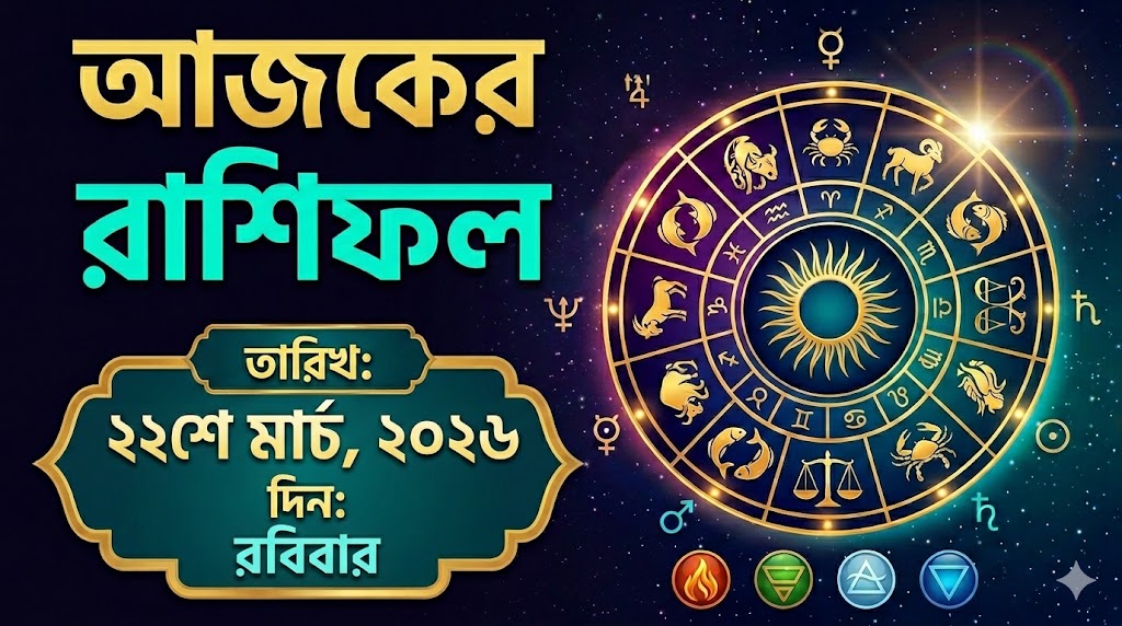 আজকের রাশিফল ২২ মার্চ: রবিবারেই ভাগ্য খুলছে কার? কার প্রেমে চমক, কার অর্থে ধাক্কা—জানুন ১২ রাশির সম্পূর্ণ ভবিষ্যদ্বাণী