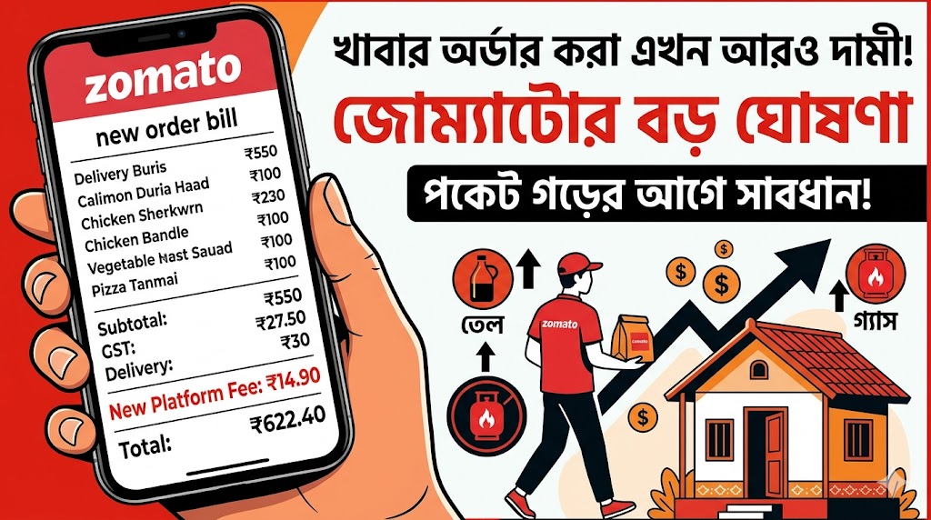 খাবার অর্ডার করা এখন আরও দামী! জোম্যাটোর বড় ঘোষণা, পকেট গড়ের আগে সাবধান!