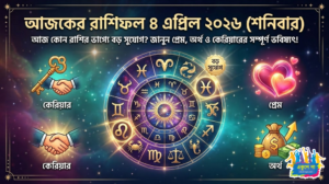 আজকের রাশিফল ৪ এপ্রিল ২০২৬ (শনিবার): আজ কোন রাশির ভাগ্যে বড় সুযোগ? জানুন প্রেম, অর্থ ও কেরিয়ারের সম্পূর্ণ ভবিষ্যৎ! Ajker Rashiphol
