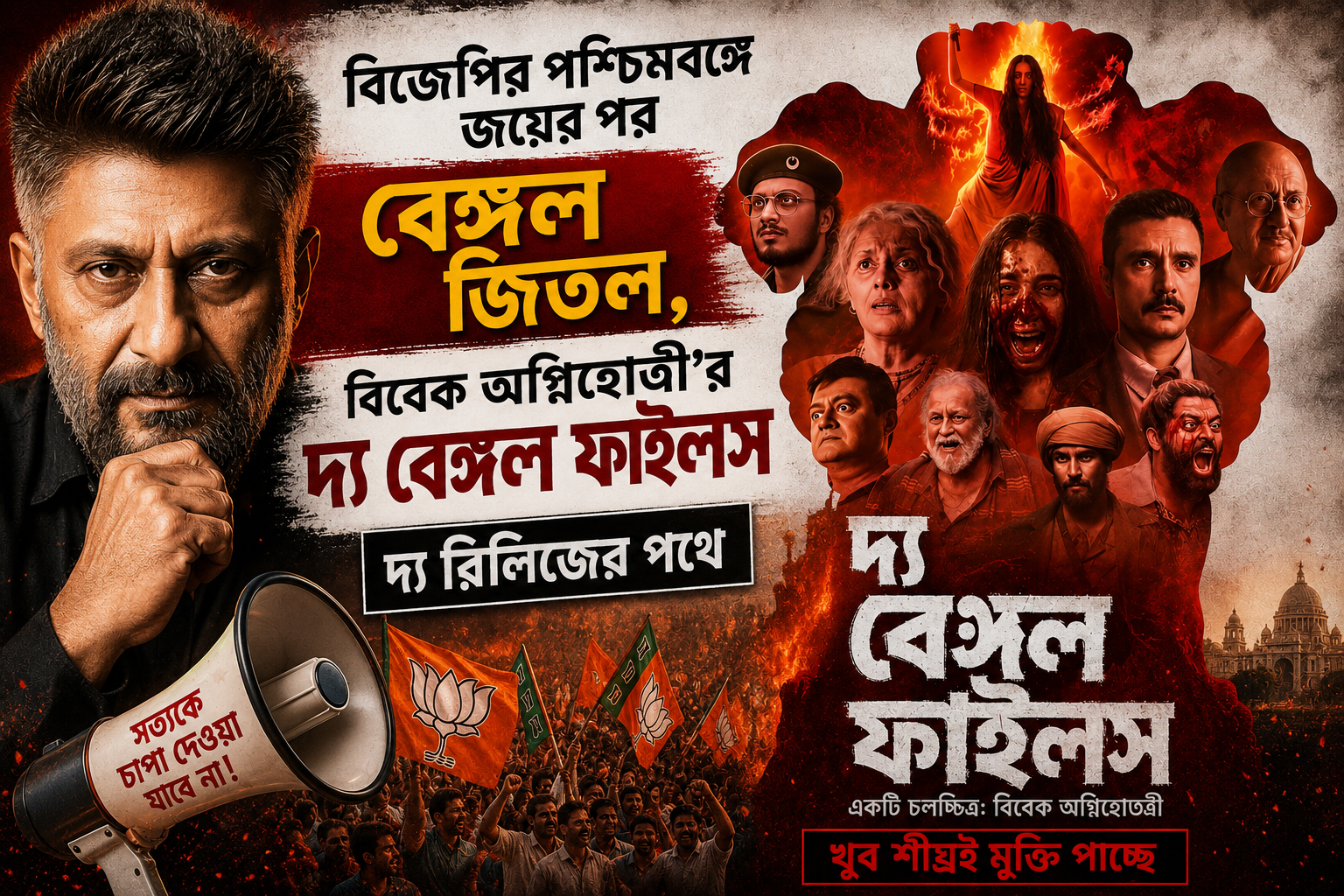 বঙ্গে রাজনৈতিক পরিবর্তনের আবহেই বড় ঘোষণা, অবশেষে মুক্তি পাচ্ছে বিবেক অগ্নিহোত্রীর ‘দ্য বেঙ্গল ফাইলস’