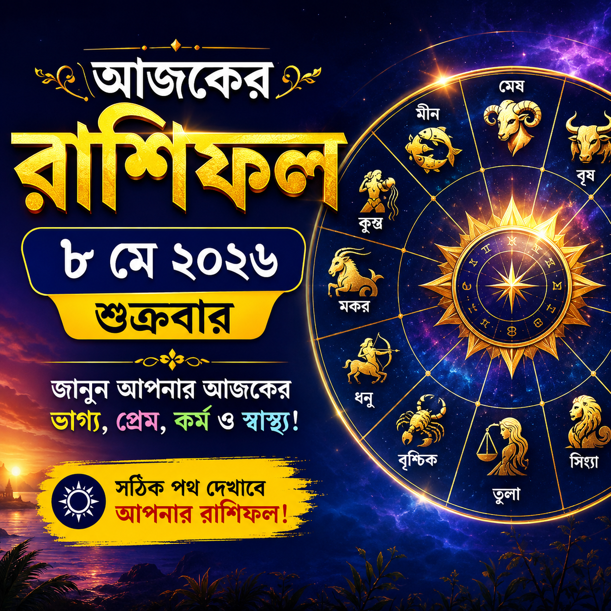 আজকের রাশিফল (৮ মে ২০২৬, শুক্রবার): জানুন কেমন কাটবে আপনার আজকের দিন!