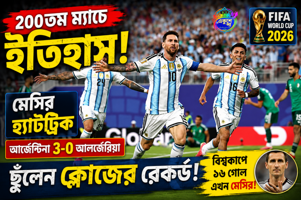 ২০০তম ম্যাচে মেসির মহাকাব্য, হ্যাটট্রিকে বিশ্বকাপ শুরু আর্জেন্টিনার