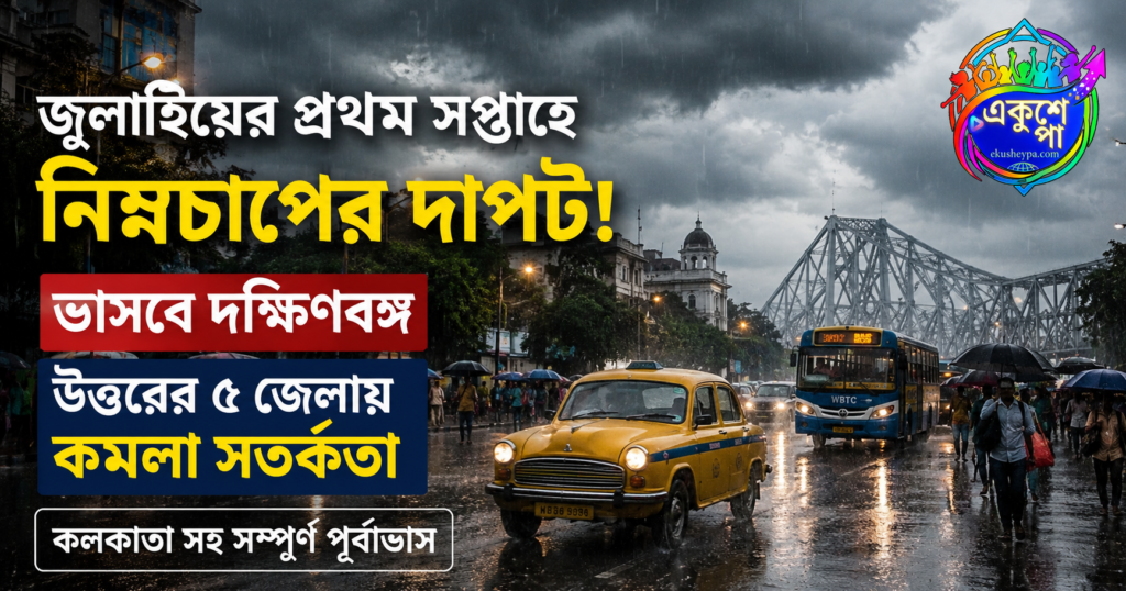 জুলাইয়ের প্রথম সপ্তাহে নিম্নচাপের দাপট, ভাসবে দক্ষিণবঙ্গ! উত্তরের ৫ জেলায় কমলা সতর্কতা, কলকাতায়ও ভারী বৃষ্টির পূর্বাভাস