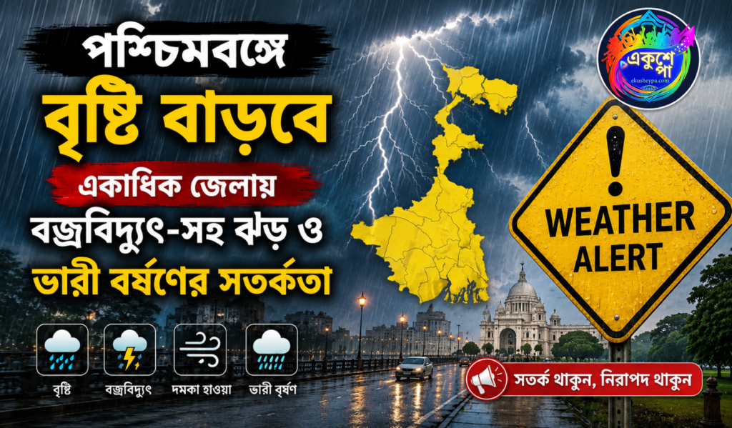 পশ্চিমবঙ্গে বাড়ছে বৃষ্টির দাপট, একাধিক জেলায় বজ্রবিদ্যুৎ-সহ ঝড় ও ভারী বর্ষণের সতর্কতা