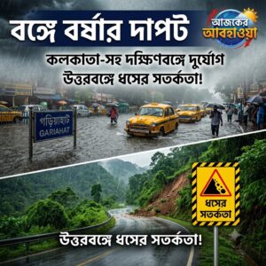 ঘূর্ণাবর্ত ও মৌসুমি অক্ষরেখার জোড়া ফলা: কলকাতা-সহ দক্ষিণবঙ্গে দুর্যোগের পূর্বাভাস, উত্তরবঙ্গে অতিভারী বৃষ্টির সতর্কতা