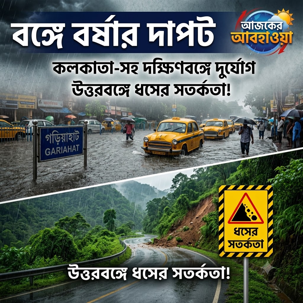 ঘূর্ণাবর্ত ও মৌসুমি অক্ষরেখার জোড়া ফলা: কলকাতা-সহ দক্ষিণবঙ্গে দুর্যোগের পূর্বাভাস, উত্তরবঙ্গে অতিভারী বৃষ্টির সতর্কতা