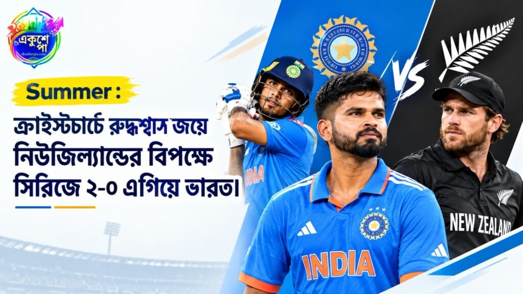 ক্রাইস্টচার্চে রুদ্ধশ্বাস জয়ে নিউজিল্যান্ডের বিপক্ষে সিরিজে ২-০ এগিয়ে ভারত। মঙ্গলবার ওয়েলিংটনে তৃতীয় টি-টোয়েন্টিতে সিরিজ জয়ের সুযোগ শ্রেয়স আইয়ারের দলের সামনে। ম্যাচের সময়, ভারতীয় দলের সর্বশেষ খবর, তিলক বর্মার ফর্ম, দুই দলের সম্ভাব্য সমীকরণ, নিউজিল্যান্ডের চ্যালেঞ্জ ও সরাসরি সম্প্রচারের তথ্য জেনে নিন এক নজরে।